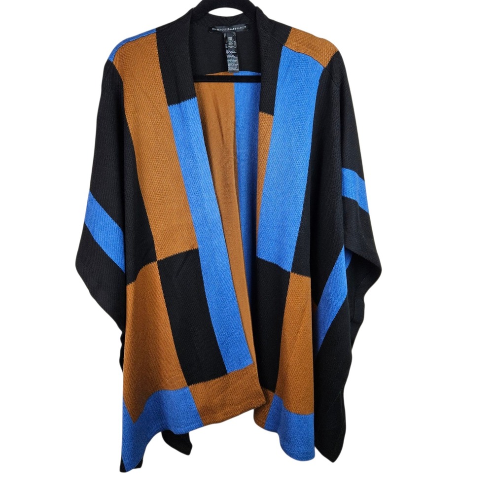 White House Black Market Patchwork Knit Poncho Cape Shawl OS